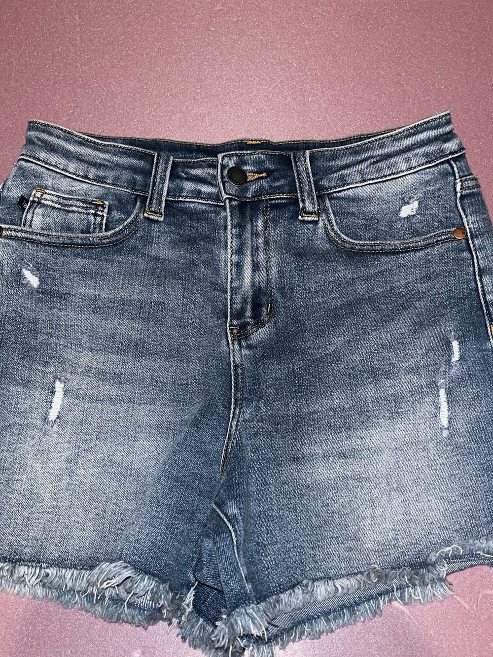 Judy Blue Washed Blue Distressed Denim Shorts